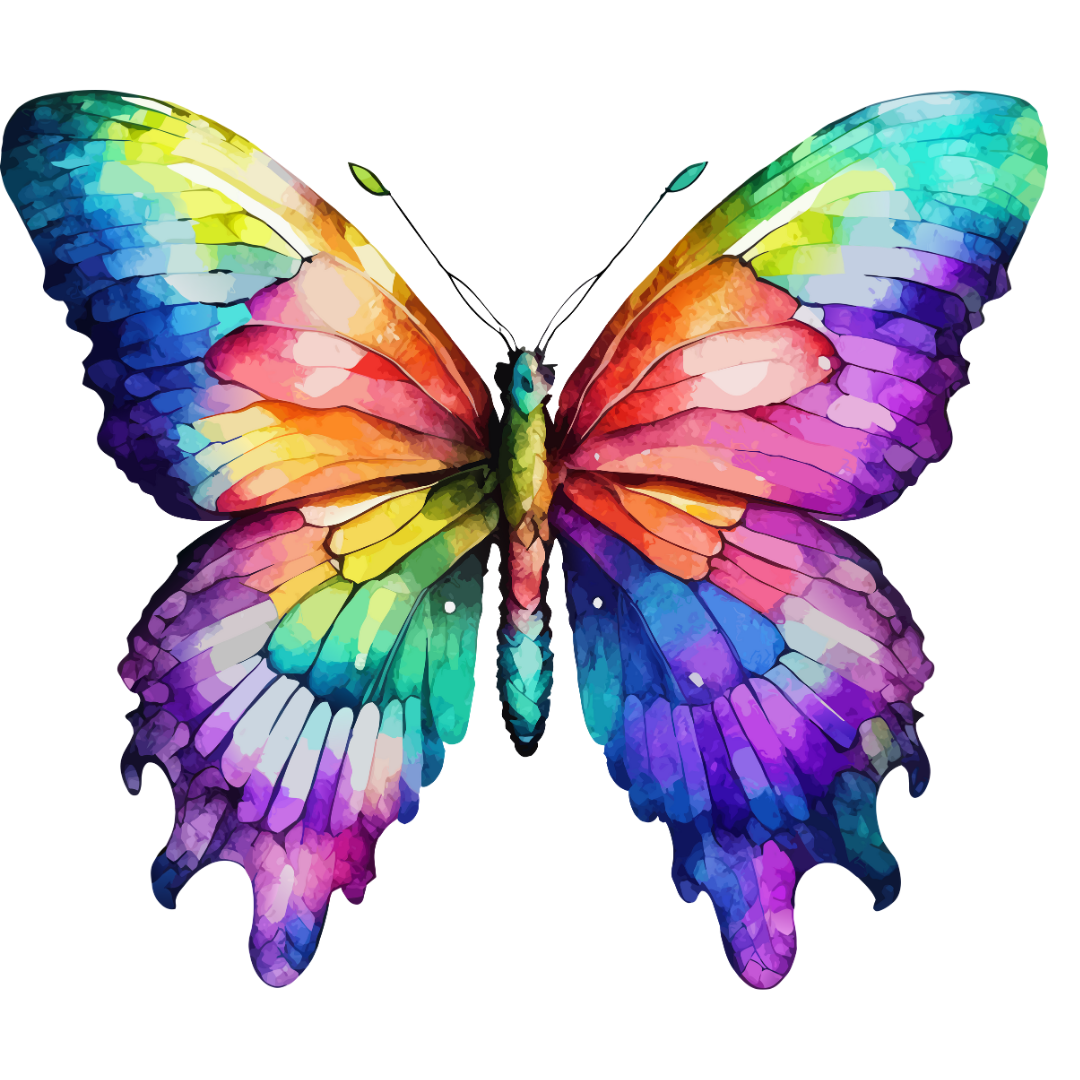 Bügelbild - Plott -  Bunter Schmetterling - 11,8cm x 10,2cm