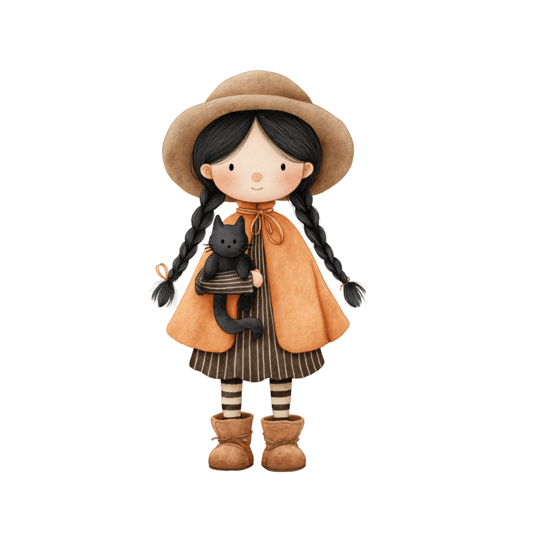 Bügelbild - Plott - Mädchen mit Katze - 6,9cm x 12,3cm 