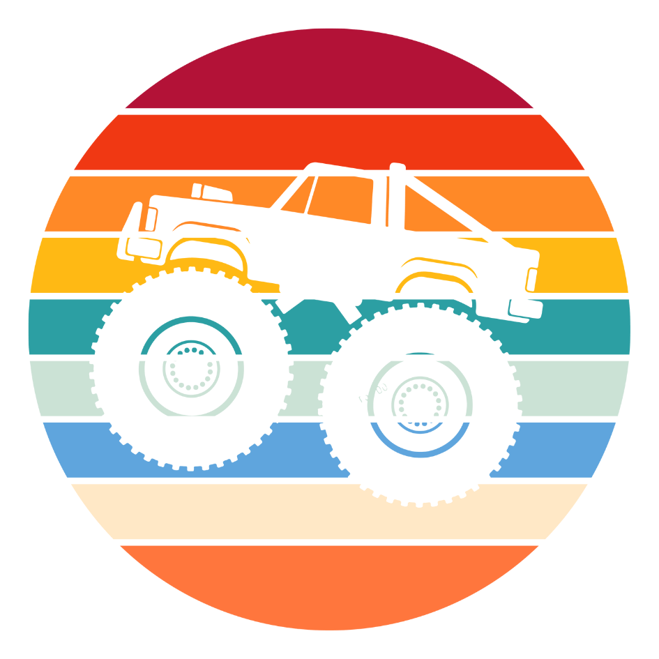 Bügelbild - Plott - Truck im Kreis - 13,6cm x 13,6cm