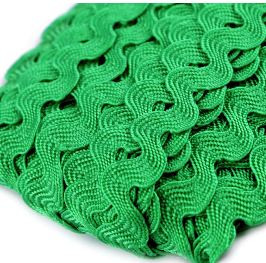 Klassische Zackenlitze in Grasgrün, 5mm Breite, dekorative Borte als Meterware für Kleidung, Kissen und Taschen.