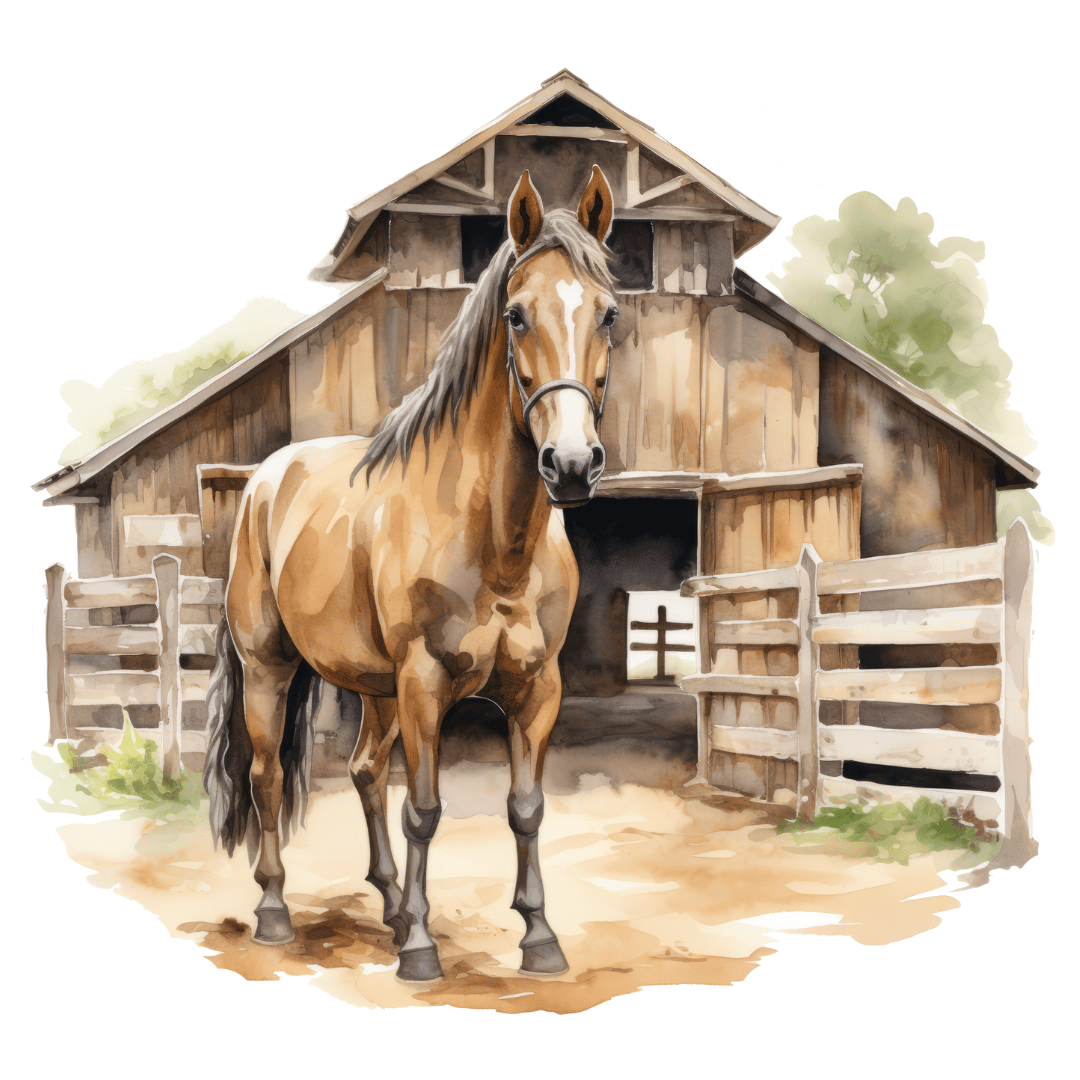 Bügelbild - Plott - Pferd im Stall - 13,3cm x 12,3cm