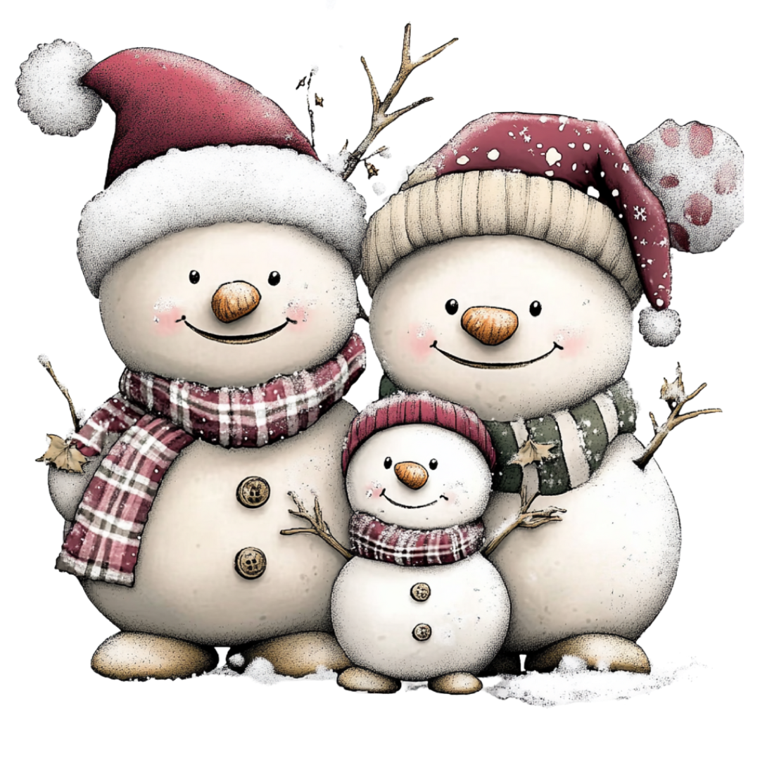 Bügelbild - Plott - Schneemannfamilie - 12cm x 12cm
